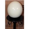 Image 6 : Scrimshawed OSTRICH EGG  by African artist "J. Nkosi" displayed on a Metal Stand