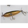 Image 8 : (3) Antique Wood FISHING LURES with (6) Old FISHING LURES in a Display Case