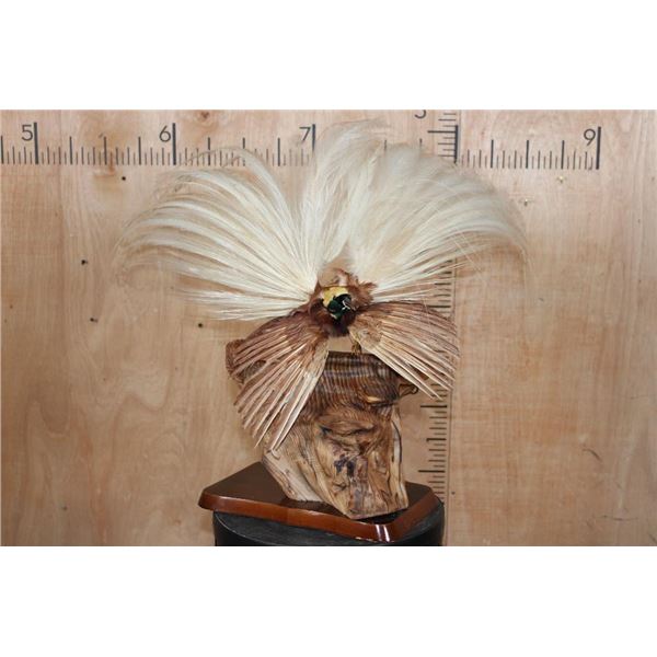 BIRD OF PARADISE Perched on a Wood Log and Plaque