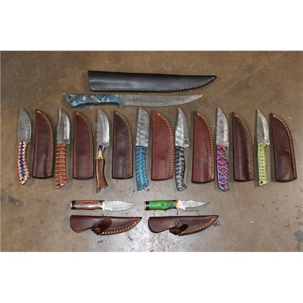 (10) Fixed Blade Damascus Steel KNIVES including (1) Big Filet KNIFE