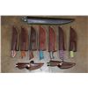 Image 2 : (10) Fixed Blade Damascus Steel KNIVES including (1) Big Filet KNIFE