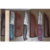 Image 6 : (10) Fixed Blade Damascus Steel KNIVES including (1) Big Filet KNIFE