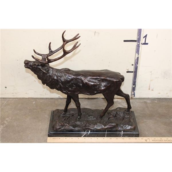 Bronze Bugling ELK Sculpture after artist P.J. Mene, on a MARBLE Base, Weight: 21 lbs