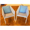 Image 1 : Qty 2 Kettal Outdoor Powder-Coated Aluminum Mesh Chairs 23"x23"x32"H w/ Seat & Blue Back Cushions