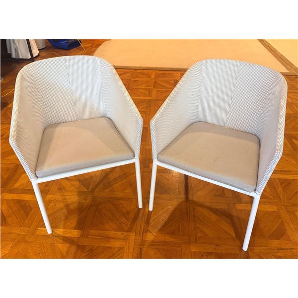 Qty 2 Kettal Outdoor Powder-Coated Aluminum Mesh Chairs 23"x23"x32"H w/ Seat Cushions