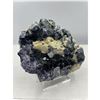 Image 2 : 5 X 7 1/2 INCH RARE PURPLE AND GREEN FLUORITE SPECIMEN ON STAND