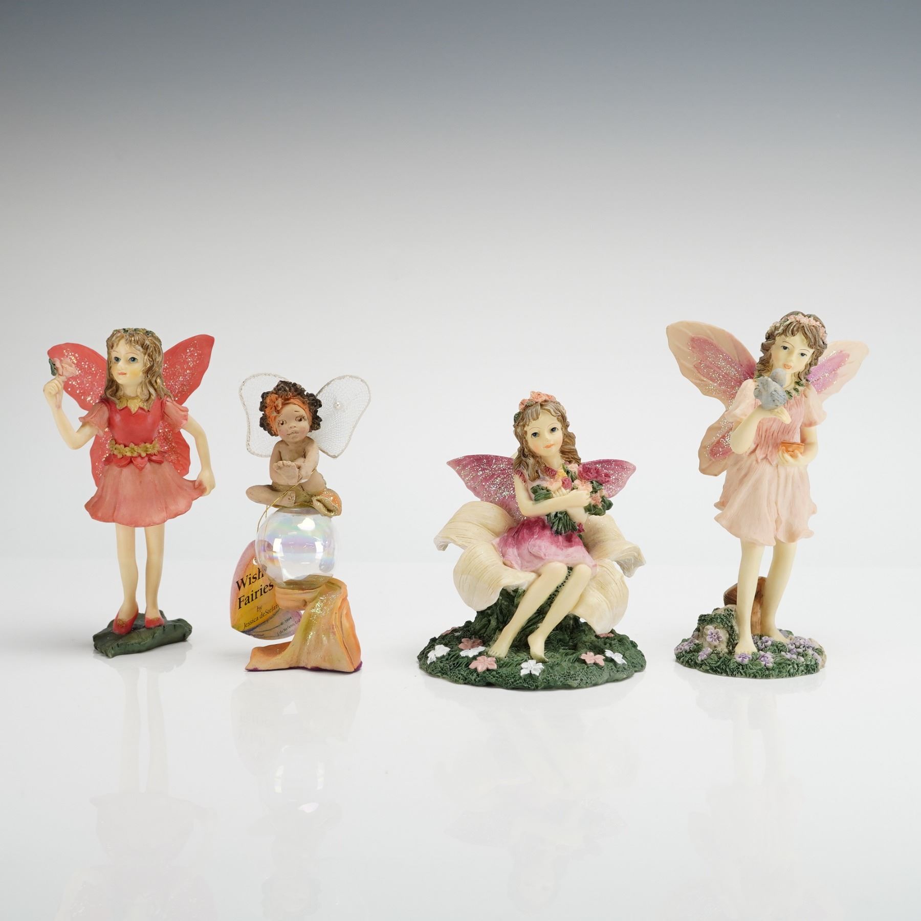 4 Dezine Fairy Figurines & Rawcliffe Wish Fairy Ornament