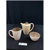 Image 1 : Mid-Century Poole England Twintone Teapot and Cream & Sugar Set