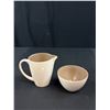 Image 2 : Mid-Century Poole England Twintone Teapot and Cream & Sugar Set