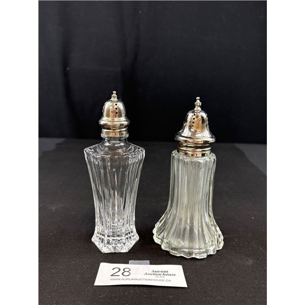 2 Vintage Cut Glass Sugar Shakers