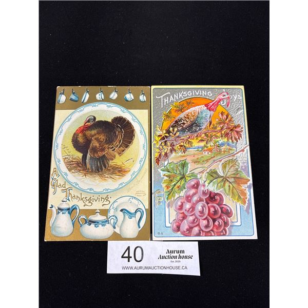 2 Thanksgiving Early 1900s Postcards Great Graphics