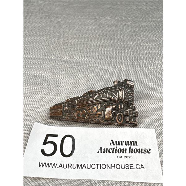 A Fabulous Texas + Pacific 610 Locomotive Heavy Copper Badge