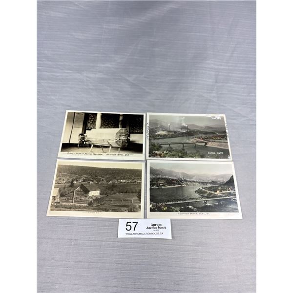 4 Vintage Postcards of Clinton + Trail BC