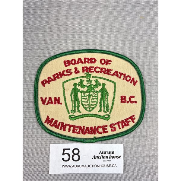 Vintage Cloth Badge Vancouver Parks + Recreation Maintnace Staff