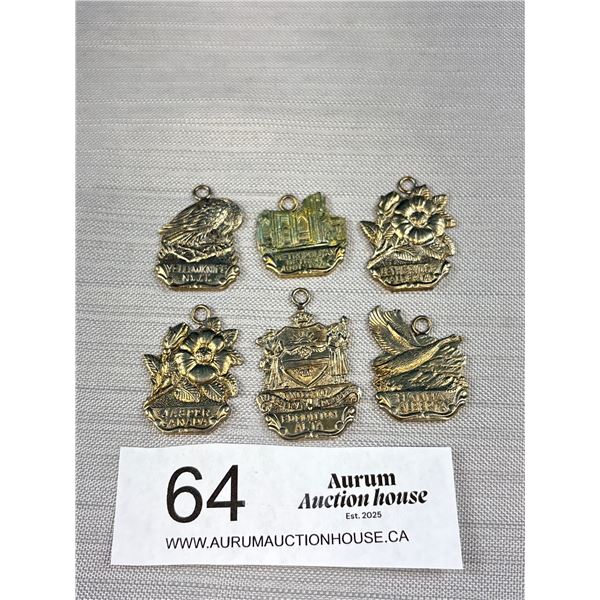 6 Vintage Canadian Province Medallions (Mostly Alberta)