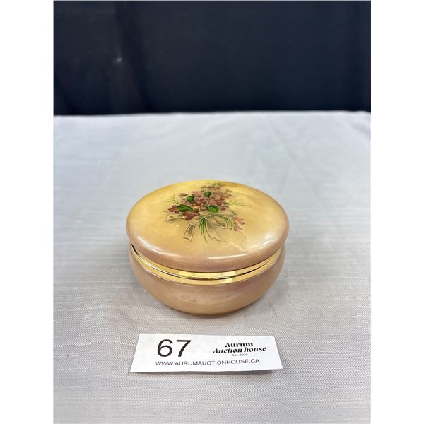 Vintage Hand Painted Alabaster Hinged Box - Made in Italy