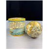 Image 9 : 1985 Signed Wall Plaque, Bunny Planter and Globe In a Box