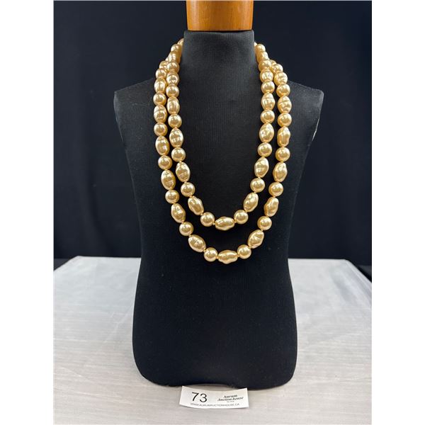 Vintage Long Hand Knotted Baroque Pearl Necklace