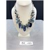 Image 1 : Designer Aquamarine, Blue Quartz, Chalcedony and Crystal Facted Beads w/ Silver Link Chain