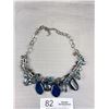 Image 2 : Designer Aquamarine, Blue Quartz, Chalcedony and Crystal Facted Beads w/ Silver Link Chain