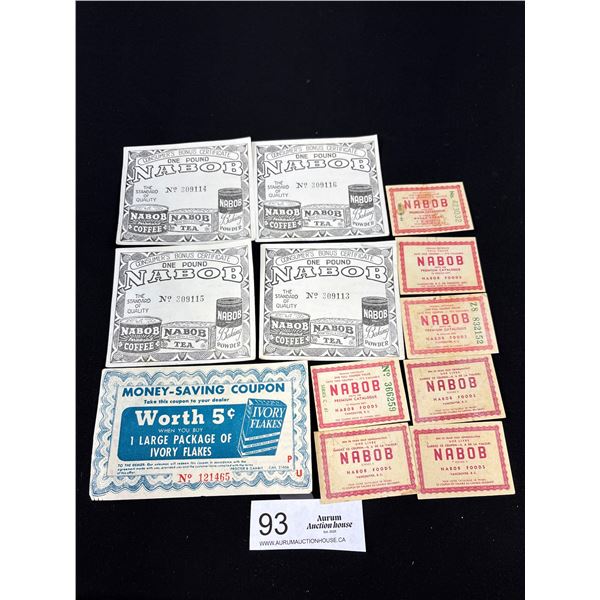 A Lot of Vintage "Nabob" Paper Coupons