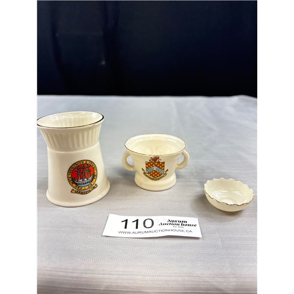 3 Pcs of Antique "Goss" Crestware Bone China Circa 1930s