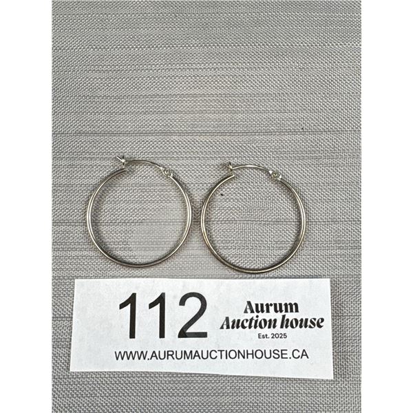 Pair of Sterling Silver Hoop Earrings