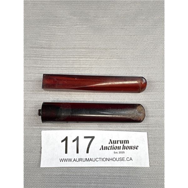 2 Antique Amber Pipe/Smoking Stems