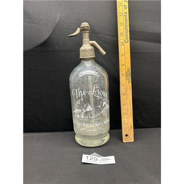 1920s/30s The Lions Mineral Water Works Vancouver BC Seltzer Bottle
