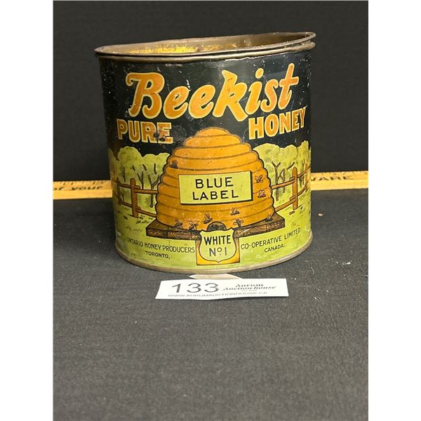 Vintage Beekist Pure Honey Blue Label Honey Tin Toronto Canada