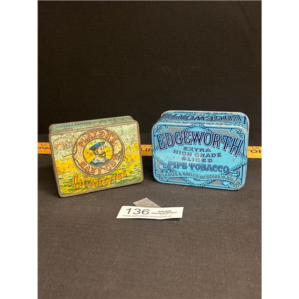 2 Vintage Tobacco Tins, Players Navy Cut and Edgeworth