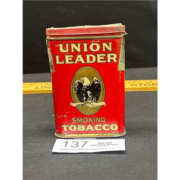 Vintage Union Leader Smoking Tobacco Pocket Tin