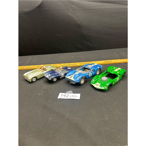 Vintage Lot of 3 Slot Cars with 1 Extra Body