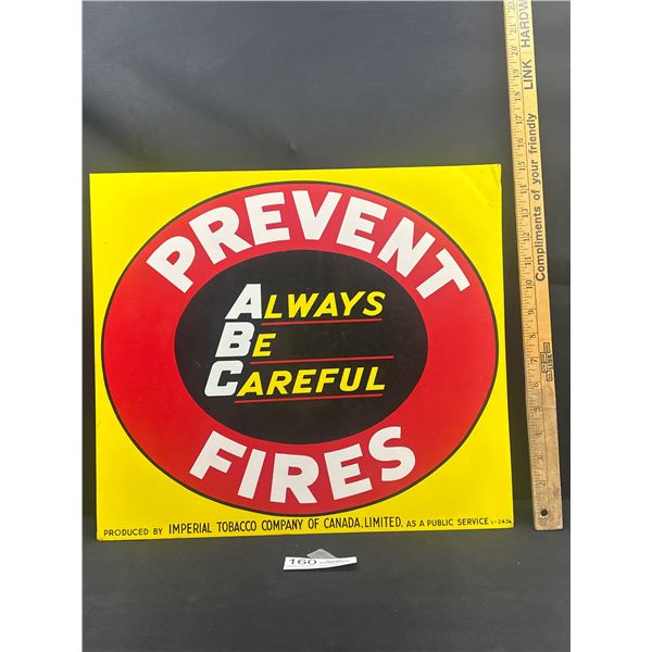 Vintage 17" x 15" Imperial Tobacco Prevent Forest Fires Tin Sign