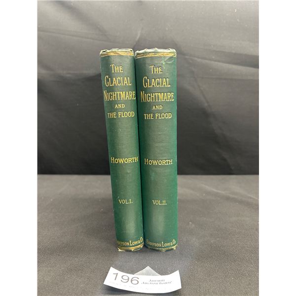 1893 Volume 1 & 2 "The Glacial Nightmare and the Flood" Hardcover Books