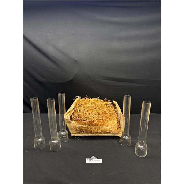 Lot of 11 Antique Kosmos Oil Lamp Glass Chimneys 10" Tall