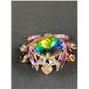 Image 3 : Vintage Rhinestone Flower Brooch w/ Rivoli Center stone surrounded by purple rhinestones