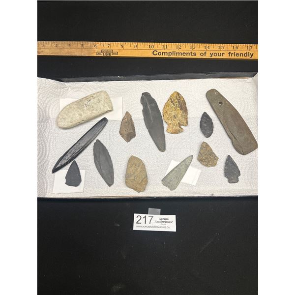 Nice Lot of Various Stone Tools and Artifacts Arrowheads, Scrapers Harrison River Fraser River