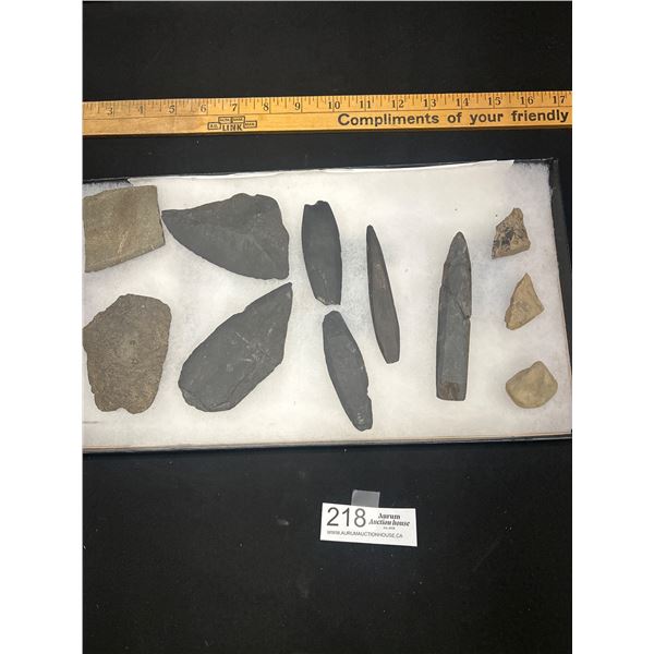 Nice lot of Prehistoric Stone Tools Scrappers arrowheads Etc