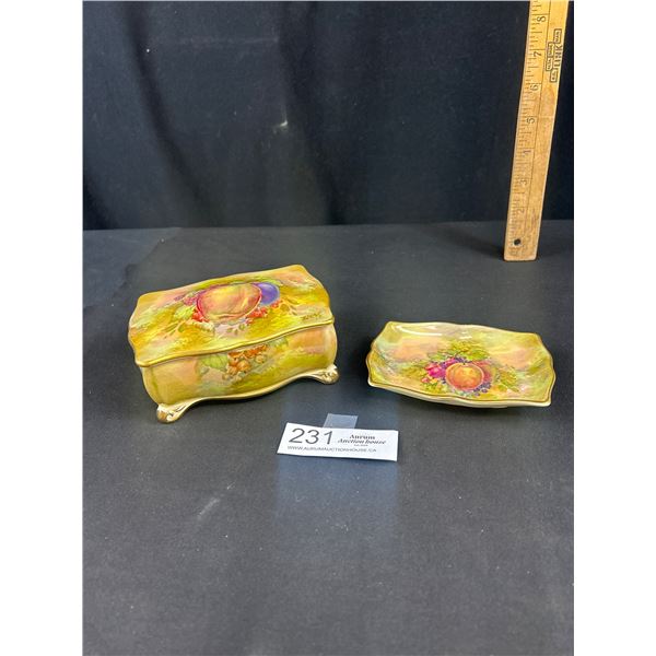 Very Nice Vintage Royal Winton Ceramic Lidded Candy Box with Matching Tray