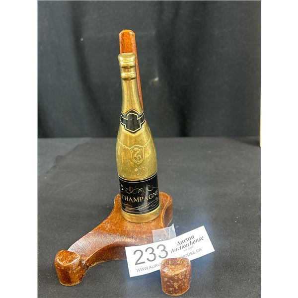 Vntage 5 1/2" Tall Brass Champagne Bottle Shaped Bottle Opener
