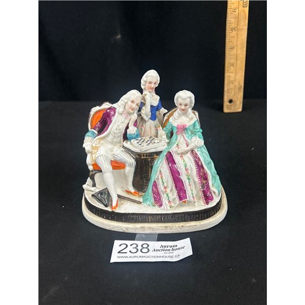 Antique Victorian Porcelin Chess Match Inkwell Cover with Base as Found