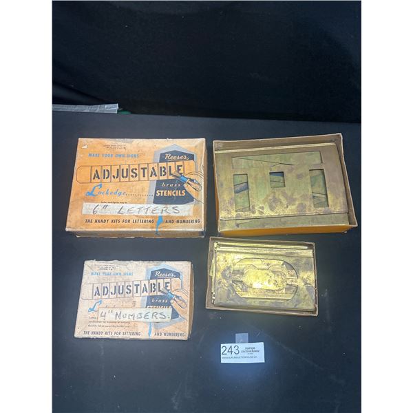 3 Boxes of 4" and 6" Brass Adjustable Letters & Numbers