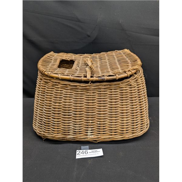 Vintage Wicker Fishing Creel in Good Condition