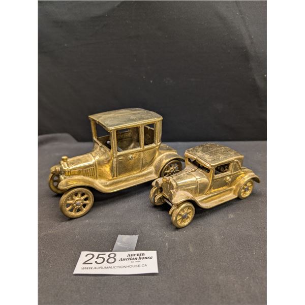 Two Vitage Heavy Brass Cars