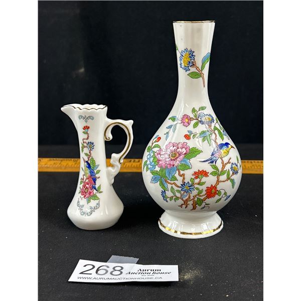 2 Vinatge Aynsly Bone China vase and Jug