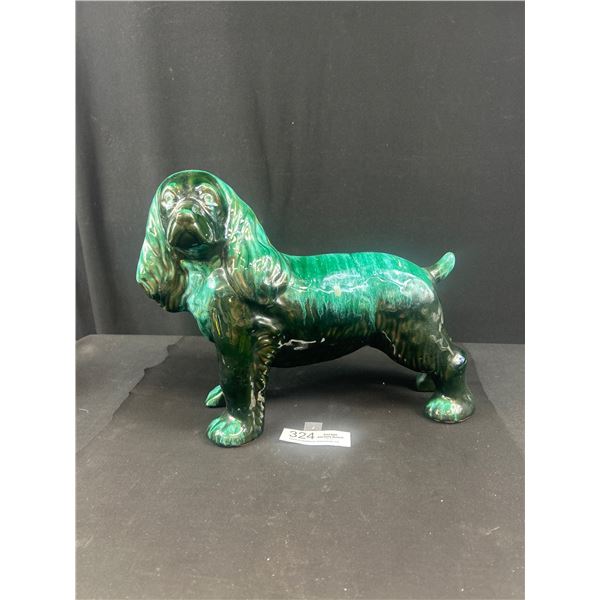 11" Tall Vintage Blue Pottery Ceramic Dog