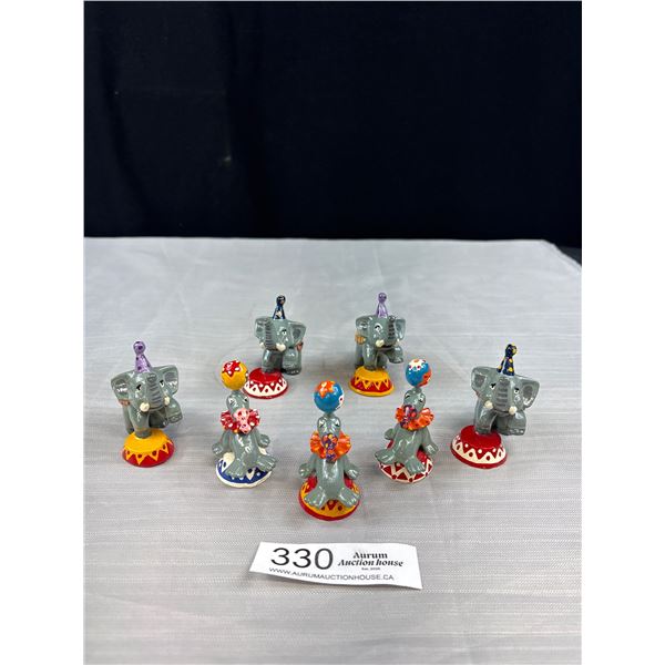Lot of 7 Nicely Pinted Circus Lead Figurines Elephants and Seals