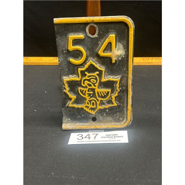 1954 BC License Plate Metal Year Tab