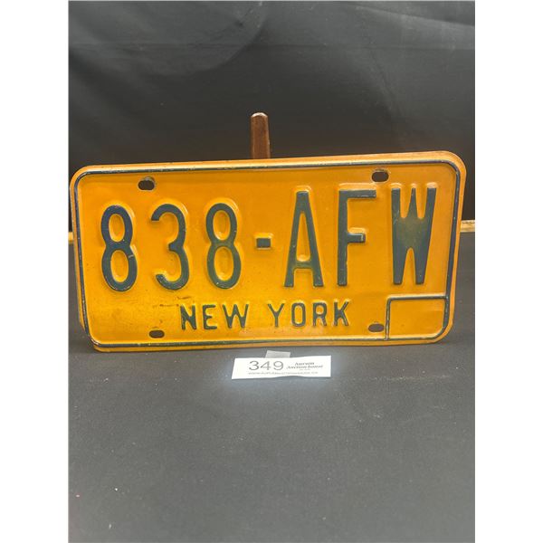 1968-70 New York License Plate